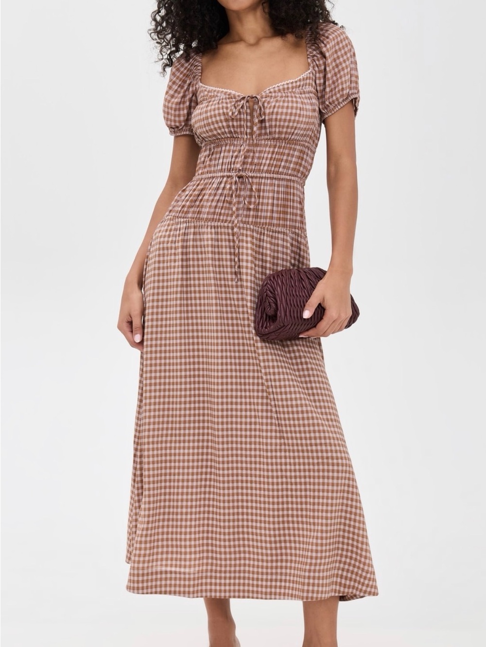 Reformation Rhett Midi Dress Audrie Check - Picture 3 of 5